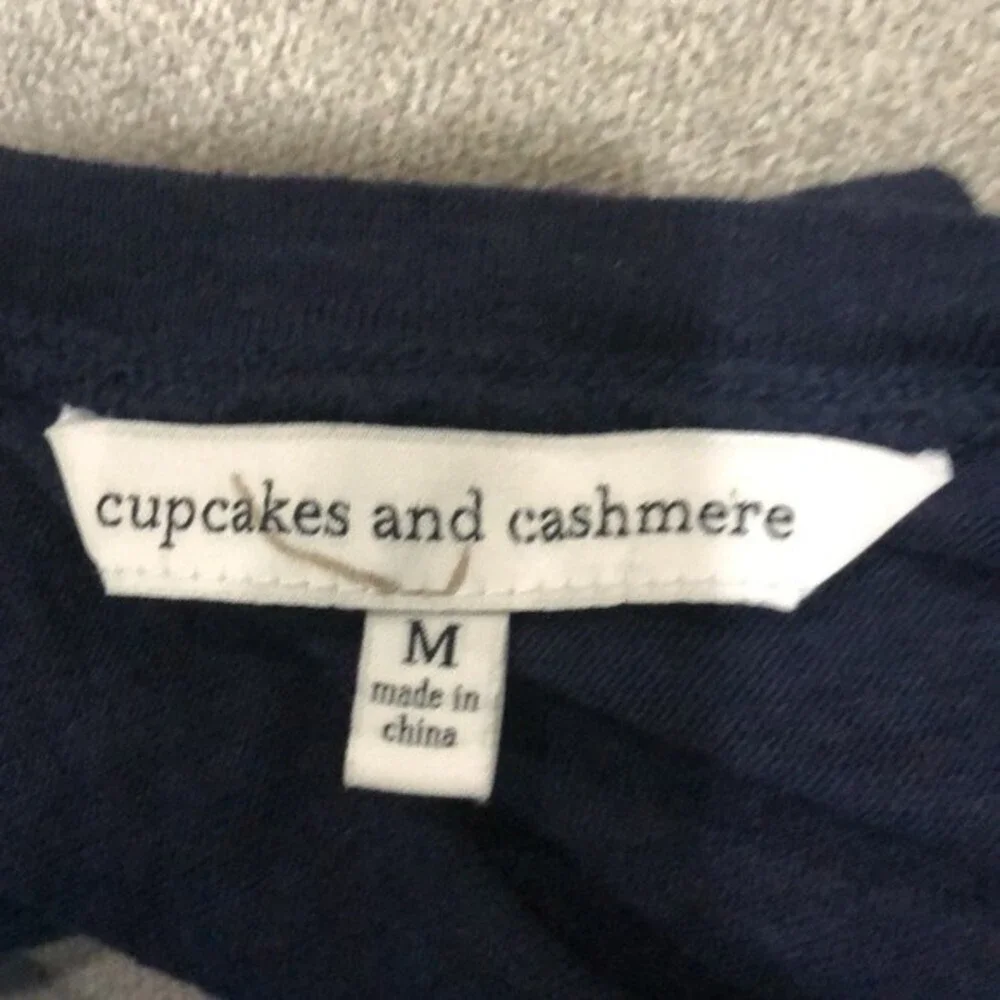 Cupcakes & Cashmere Linen Navy Open Back Tank